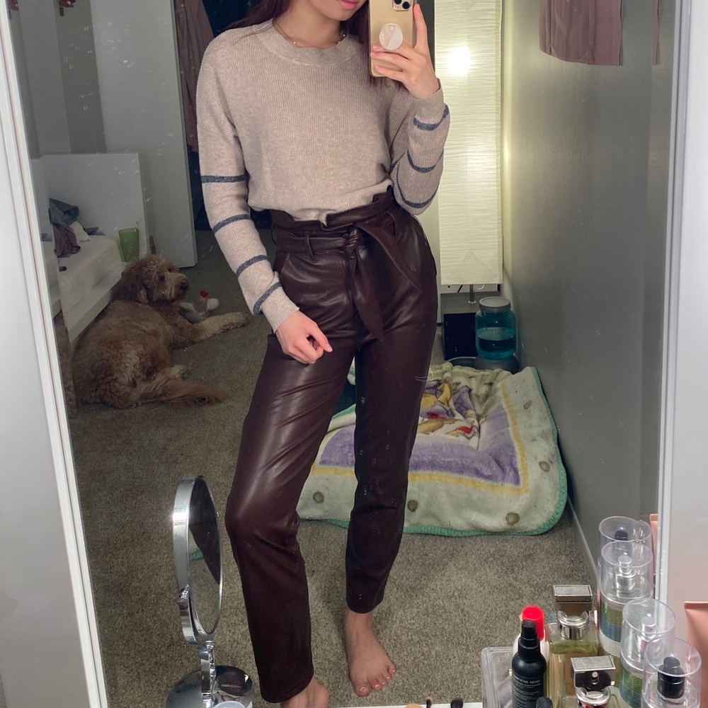 ABERCROMBIE PAPER BAG FAUX LEATHER PANTS